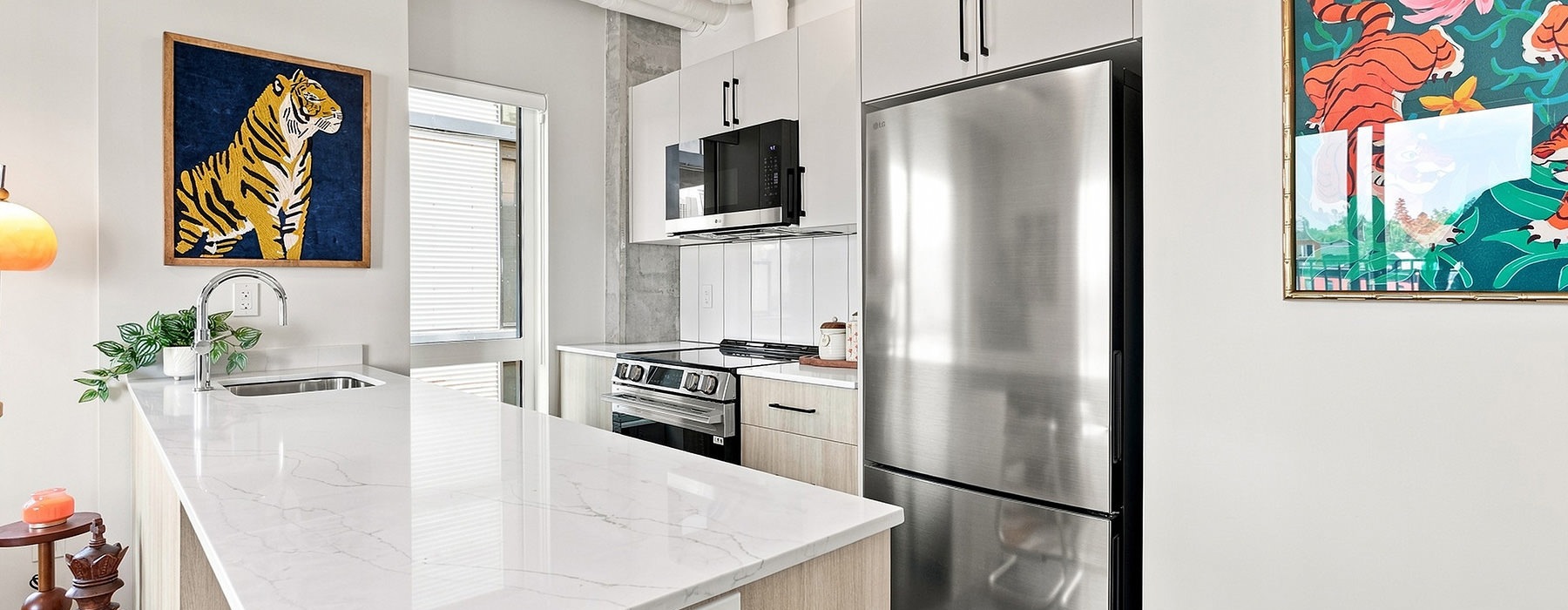 kitchen with white cabinets and stainless steel appliances