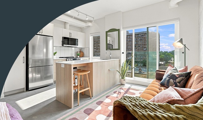 kitchen with white cabinets and island