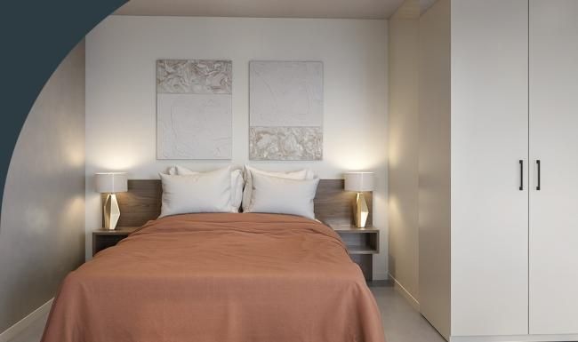 a bed in a room